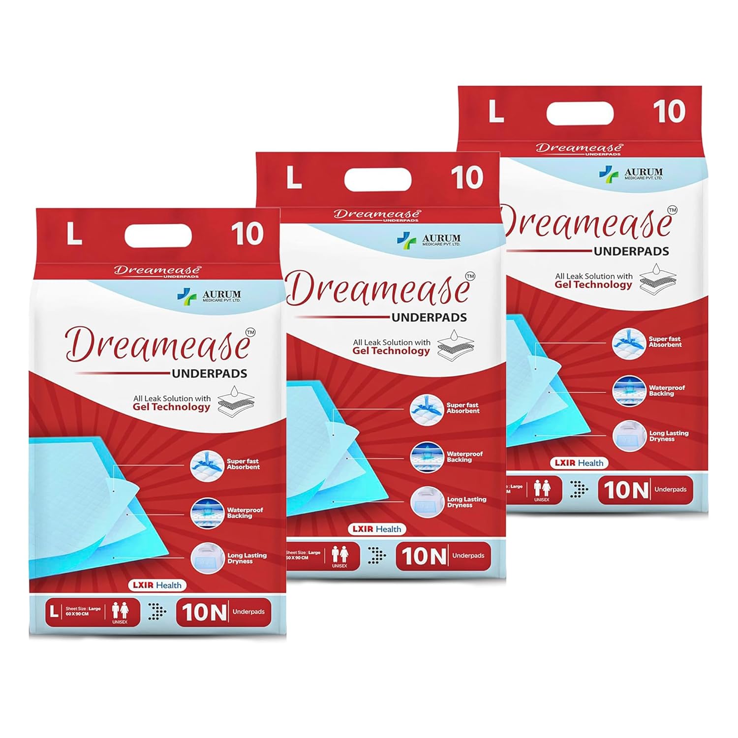 Dreamease Underpads – Leak Solution with Gel Technology (Large 60×90 cm
