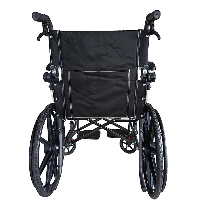 Karma Ryder MWC 6 MAG F20 Manual Wheelchair – White-Black | Foldable, Lightweight, Rear Mag Wheels, Attendant Brake, Flip-Up Arm & Footrests