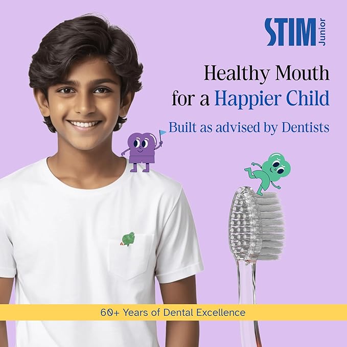 STIM Hoppy Junior Toothbrush for 10–15 Years | Soft Bristles | Pack of 3