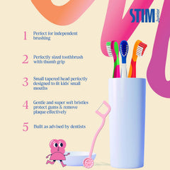 STIM Hoppy Kids Toothbrush (3–10 Years) – Super Soft Bristles for Gentle Cleaning & Gum Protection | Pack of 3