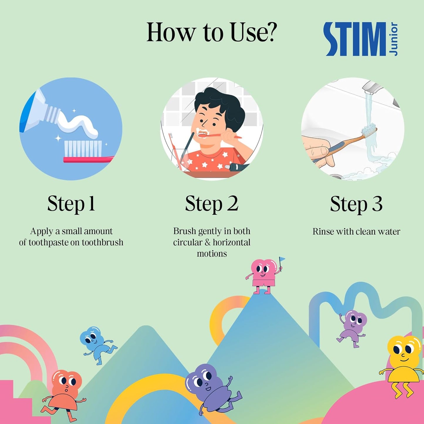 STIM Hoppy Kids Toothbrush (3–10 Years) – Super Soft Bristles for Gentle Cleaning & Gum Protection | Pack of 3
