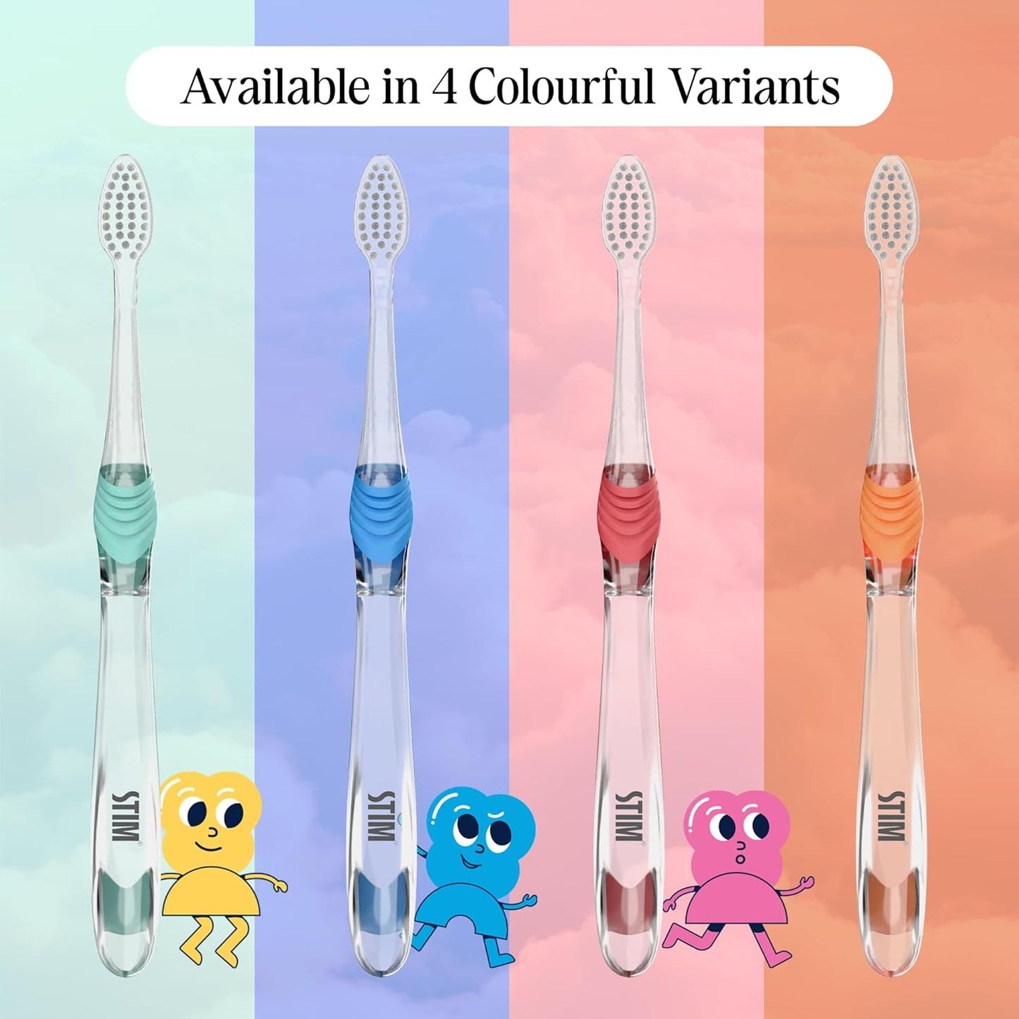 STIM Hoppy Junior Toothbrush for 10–15 Years | Soft Bristles | Pack of 3