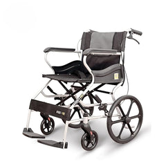 Karma Ryder 1 Pro Manual Wheelchair – Mild Steel | Foldable, Lightweight, Travel-Friendly (Silver-Black)