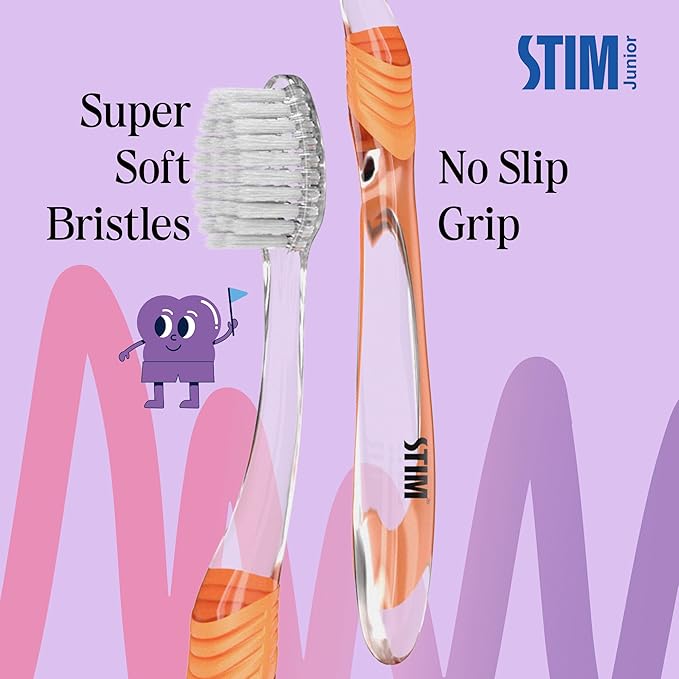 STIM Hoppy Junior Toothbrush for 10–15 Years | Soft Bristles | Pack of 3