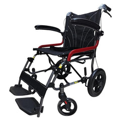 Karma Ryder 6 MWC-AR FR-F12 Lightweight Manual Wheelchair – Black & Red | Foldable, Compact, Adjustable Footrest