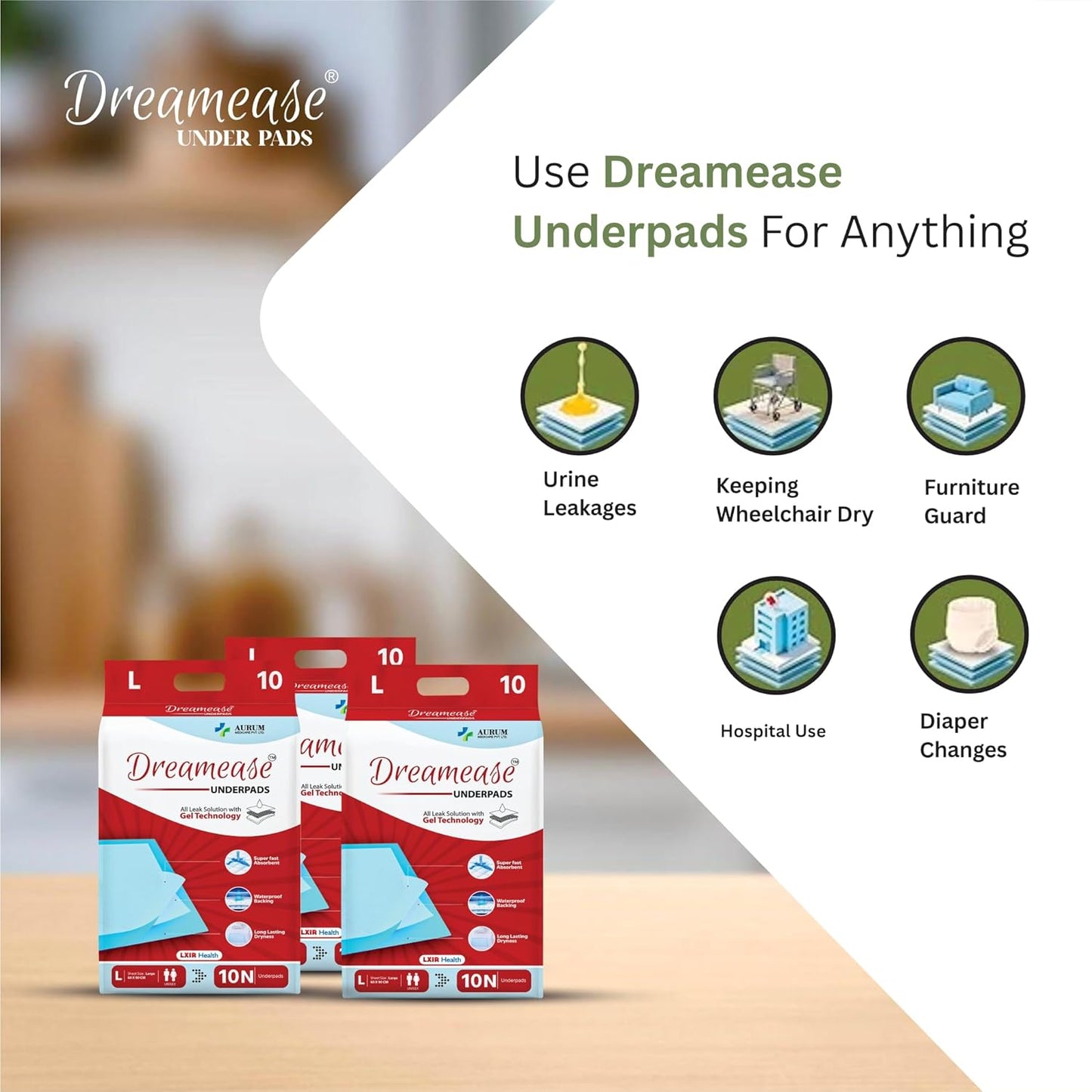 Dreamease Underpads – Leak Solution with Gel Technology (Large 60×90 cm