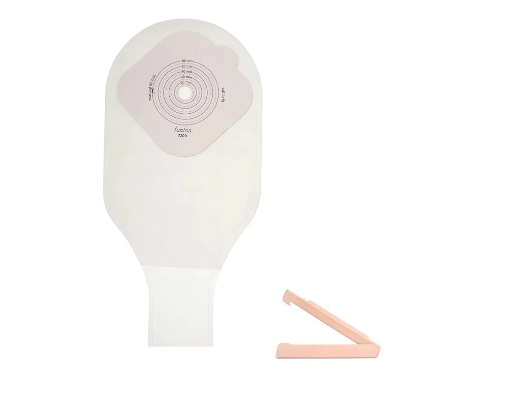 Prowess Fusion One Piece Ostomy Bag With Tail Closure Drainable Transparent-7200 TC 60mm (10 Pcs)