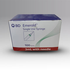 BD Emerald 3ml Single Use Syringe with Needle – Pack of 100 Units | Sterile & Disposable Medical Syringe