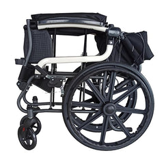 Karma Ryder MWC 6 MAG F20 Manual Wheelchair – White-Black | Foldable, Lightweight, Rear Mag Wheels, Attendant Brake, Flip-Up Arm & Footrests