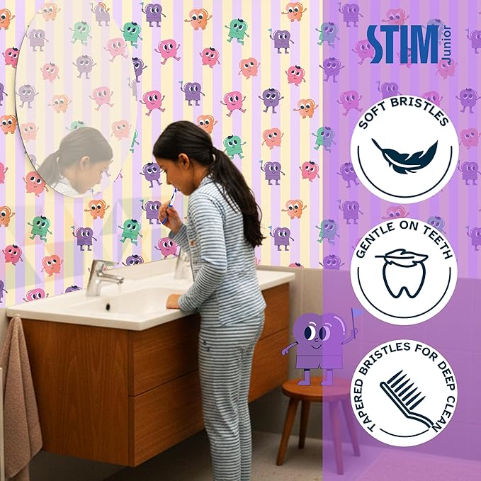 STIM Hoppy Junior Toothbrush for 10–15 Years | Soft Bristles | Pack of 3