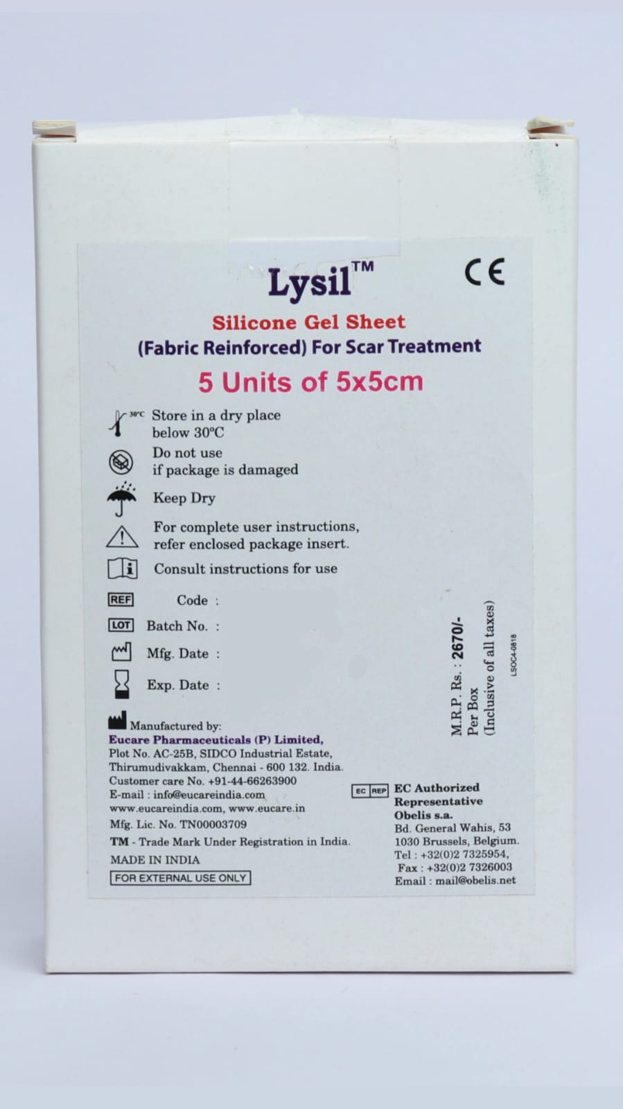 Lysil Silicone Gel Sheet (Fabric reinforced For Scar Treatment)