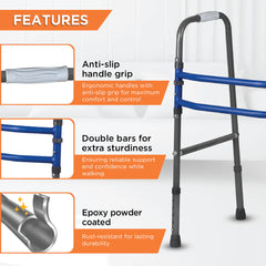 Medipedic Walker Plain – Double Bar PC 9934 | Lightweight Foldable Walker for Elderly & Patients | Universal Size