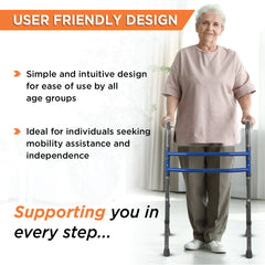 Medipedic Walker Plain – Double Bar PC 9934 | Lightweight Foldable Walker for Elderly & Patients | Universal Size