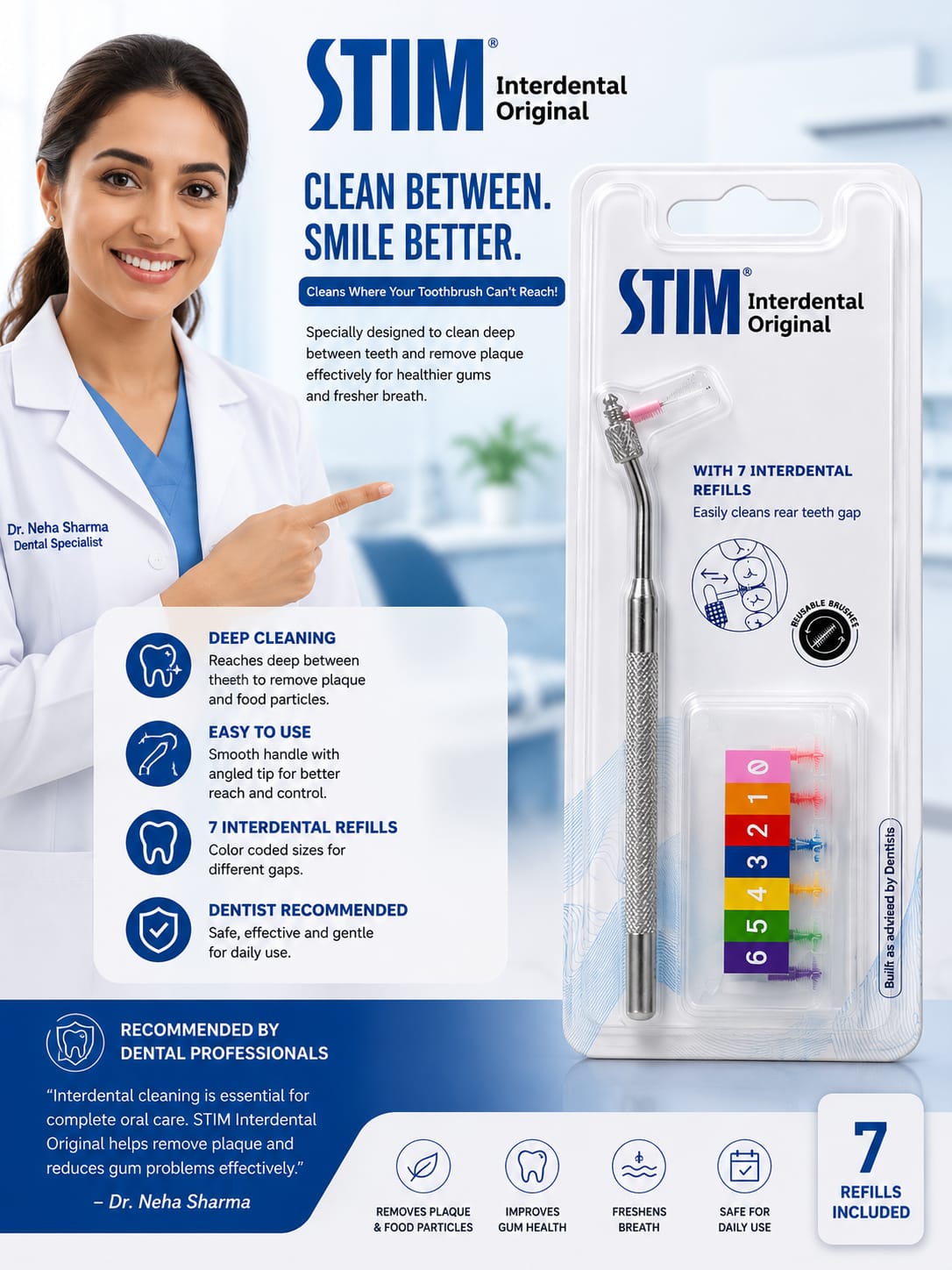 STIM Interdental Original – With 7 Interdental Refills | Complete Interdental Cleaning System