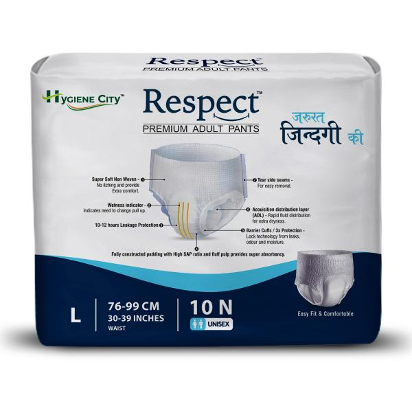 Adult Diaper Premium Panty Style Large Respect 10 Pcs, Size 76-99 CM