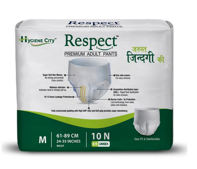 Adult Diaper Premium Panty Style Medium Respect 10 Pcs, Size 61-89 Cm