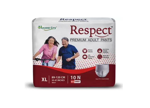 Adult Diaper Premium Panty Style Xl Respect 10 Pcs, Size 89-120 Cm