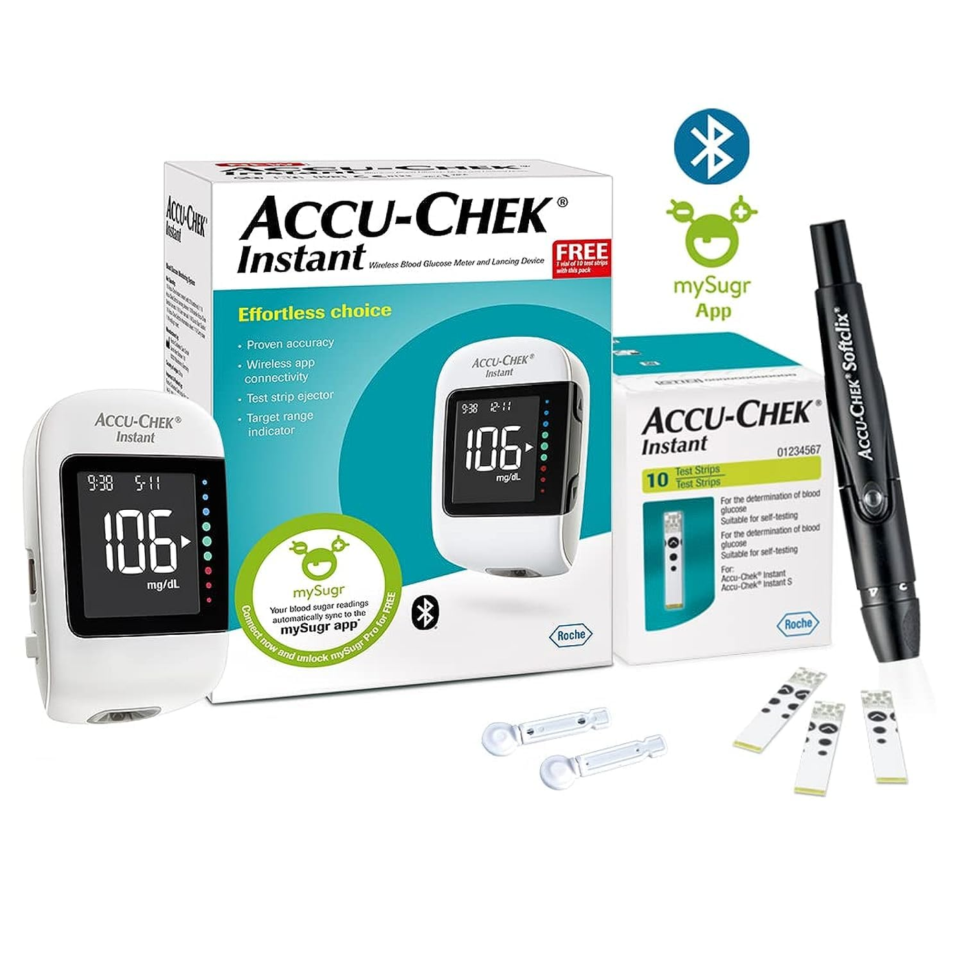 Accu-Chek Instant Meter With Blue Tooth Technology With 20 Strips Free