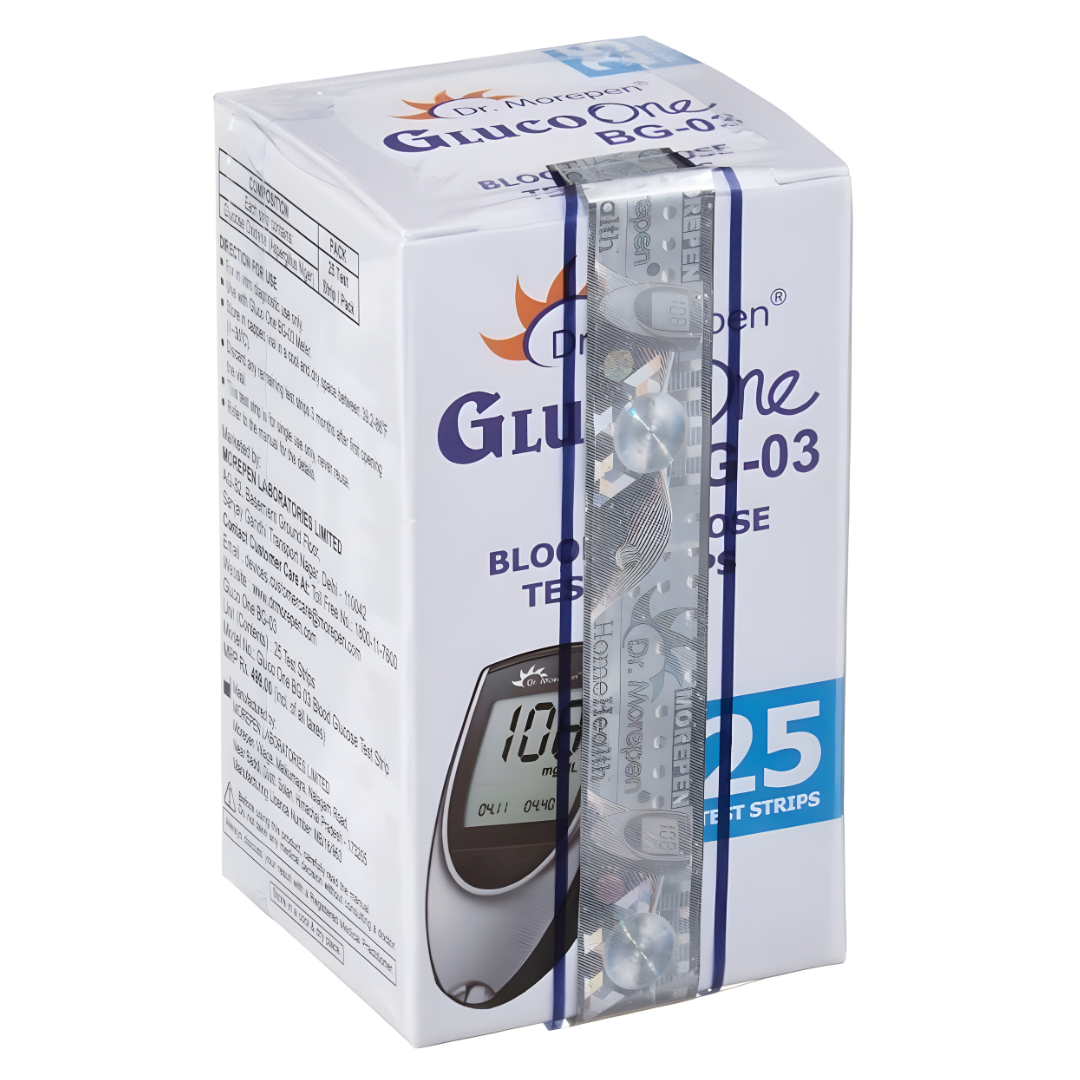 Dr. Morepen Gluco One BG-03 Blood Glucose Test Strips – 25 Strips (Only Strips)