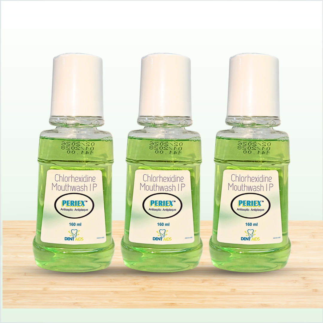 Periex Chlorhexidine Mouthwash – Pack of 3 (160ml Each) | Alcohol-Free Antiseptic Oral Rinse for Gum Care by STIM
