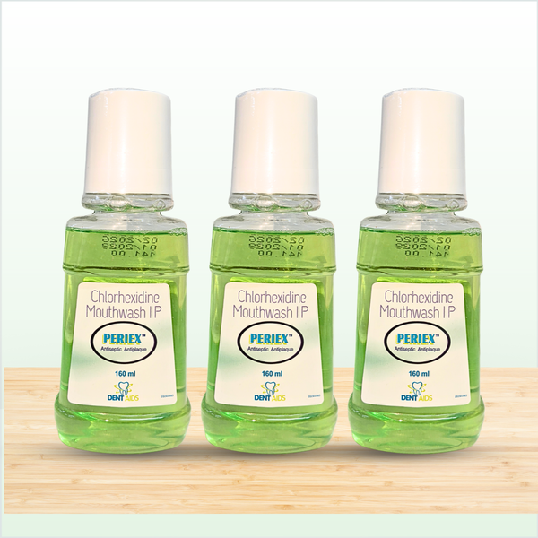 Periex Chlorhexidine Mouthwash – Pack of 3 (160ml Each) | Alcohol-Free Antiseptic Oral Rinse for Gum Care by STIM