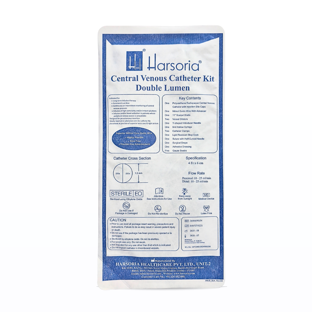 Central Venous Catheter Kit Double Lumen (4 Fr x 6 cm) – Sterile CVC Kit