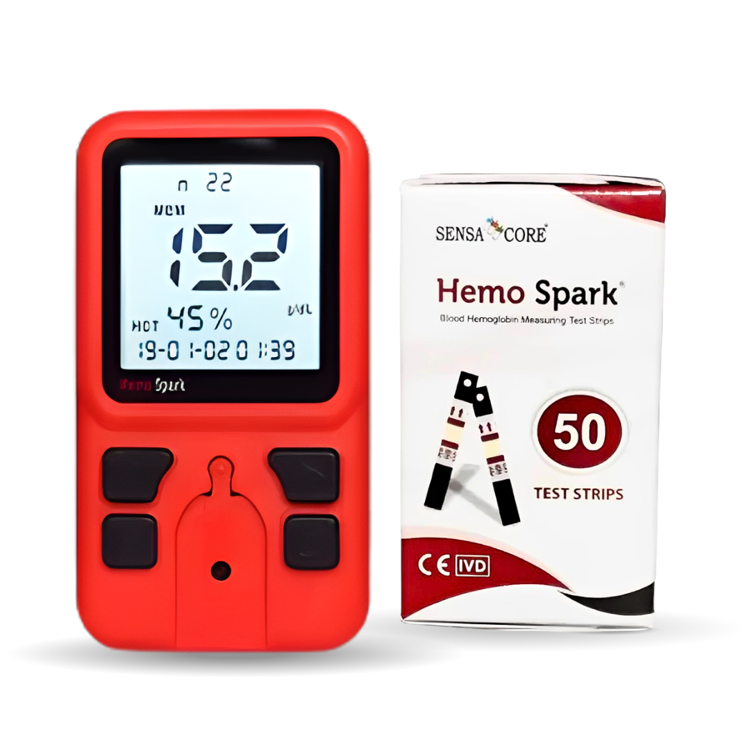 Sensa Core Hemo Spark Hemoglobin Meter + 50 Test Strips Combo Pack