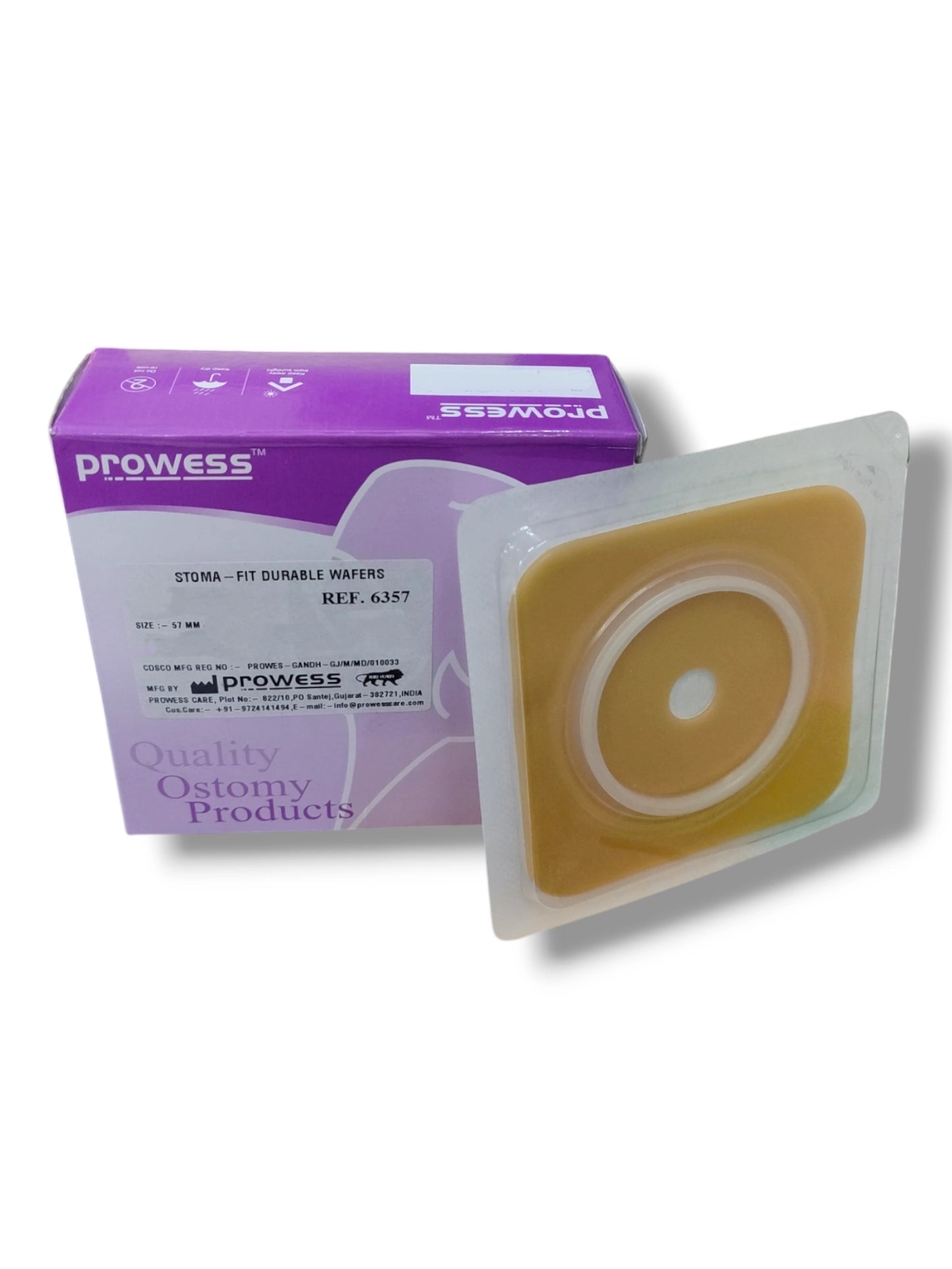 Prowess Stoma-fit Skin Barrier Wafers Durable 57mm (6357) 10 Pcs