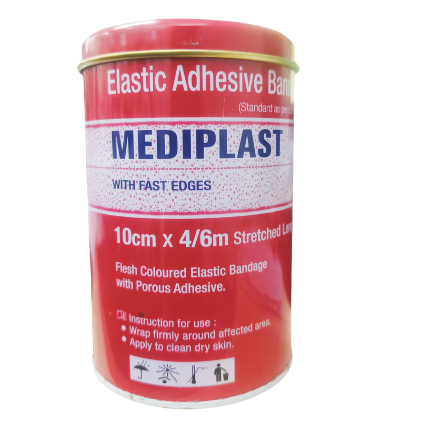 Mediplast Elastic Adhesive Bandage With Fast Edges 10cm*4/6m Crepe Bandage 1993