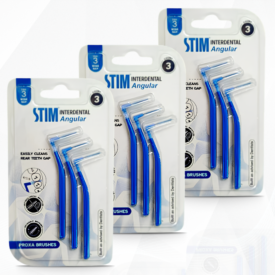 STIM Interdental Angular Proxa Brush (Pack of 3) – Interdental Brush for Cleaning Gaps | Remove Plaque Between Teeth