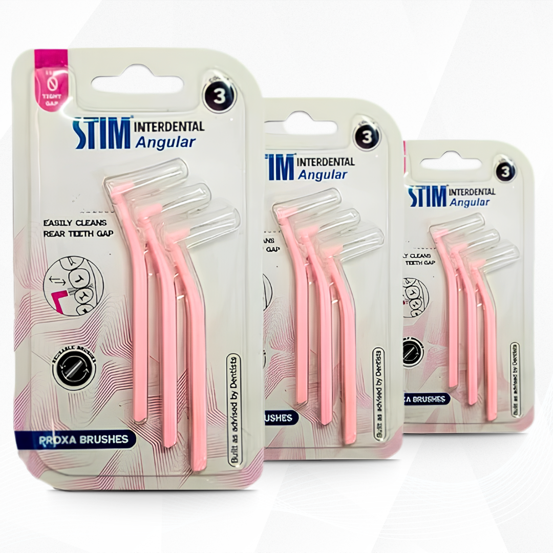 STIM Interdental Angular Proxa Brush (Pack of 3) – Interdental Brush for Cleaning Gaps | Remove Plaque Between Teeth