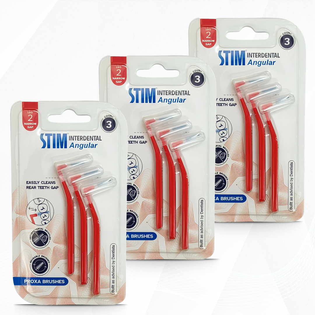 STIM Interdental Angular Proxa Brush (Pack of 3) – Interdental Brush for Cleaning Gaps | Remove Plaque Between Teeth