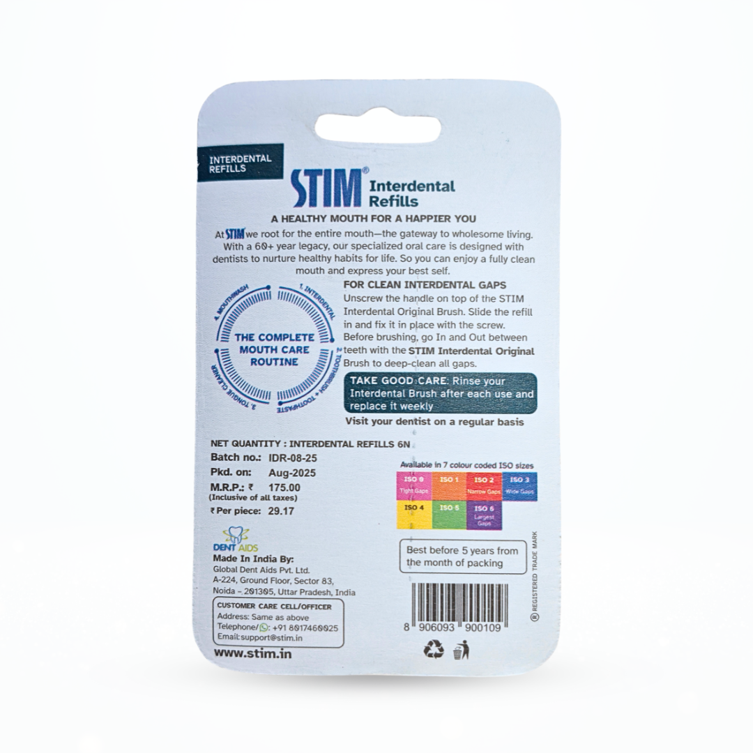 Stim Interdental Refill ISO-2 Extra Fine (Red) (Pack Of 6)