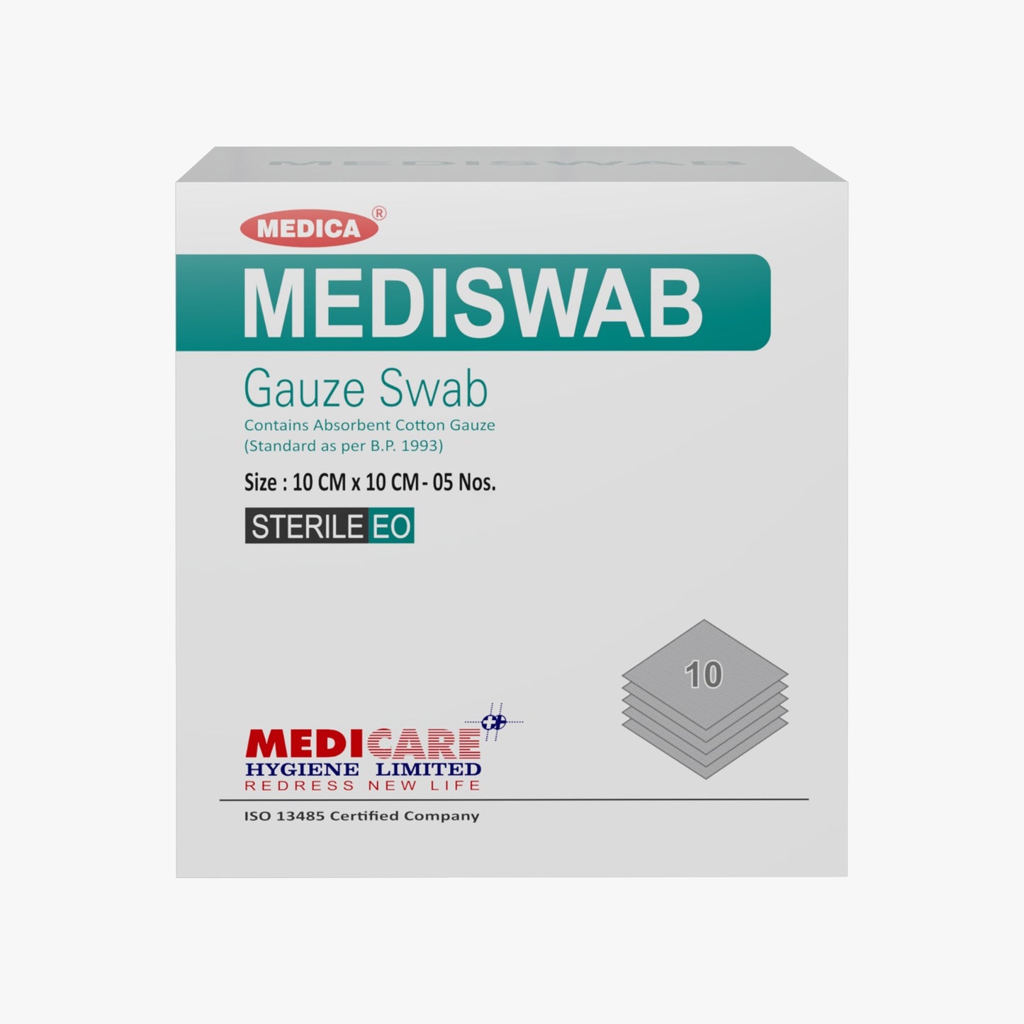 Mediswab Sterile Gauze (10Cms X10Cms X12Ply) (10 Packs)