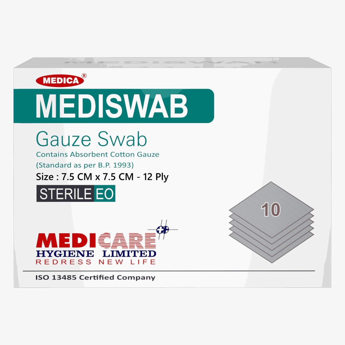 Mediswab Sterile Gauze (7.5Cms X7.5Cms X8Ply) (20 Packs)