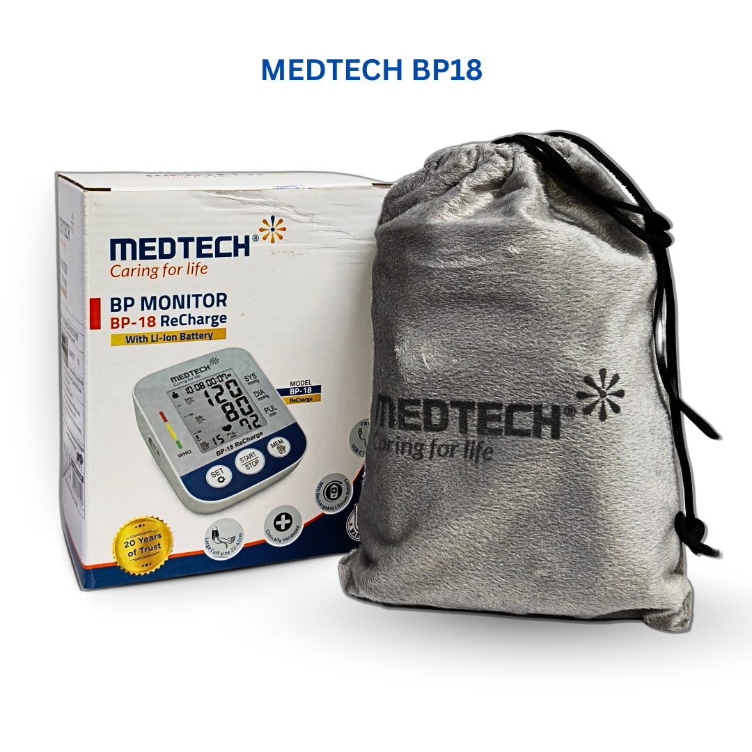 Medtech BP-18 ReCharge Blood Pressure Monitor – Automatic BP Machine with Li-Ion Battery | Type-C Charging
