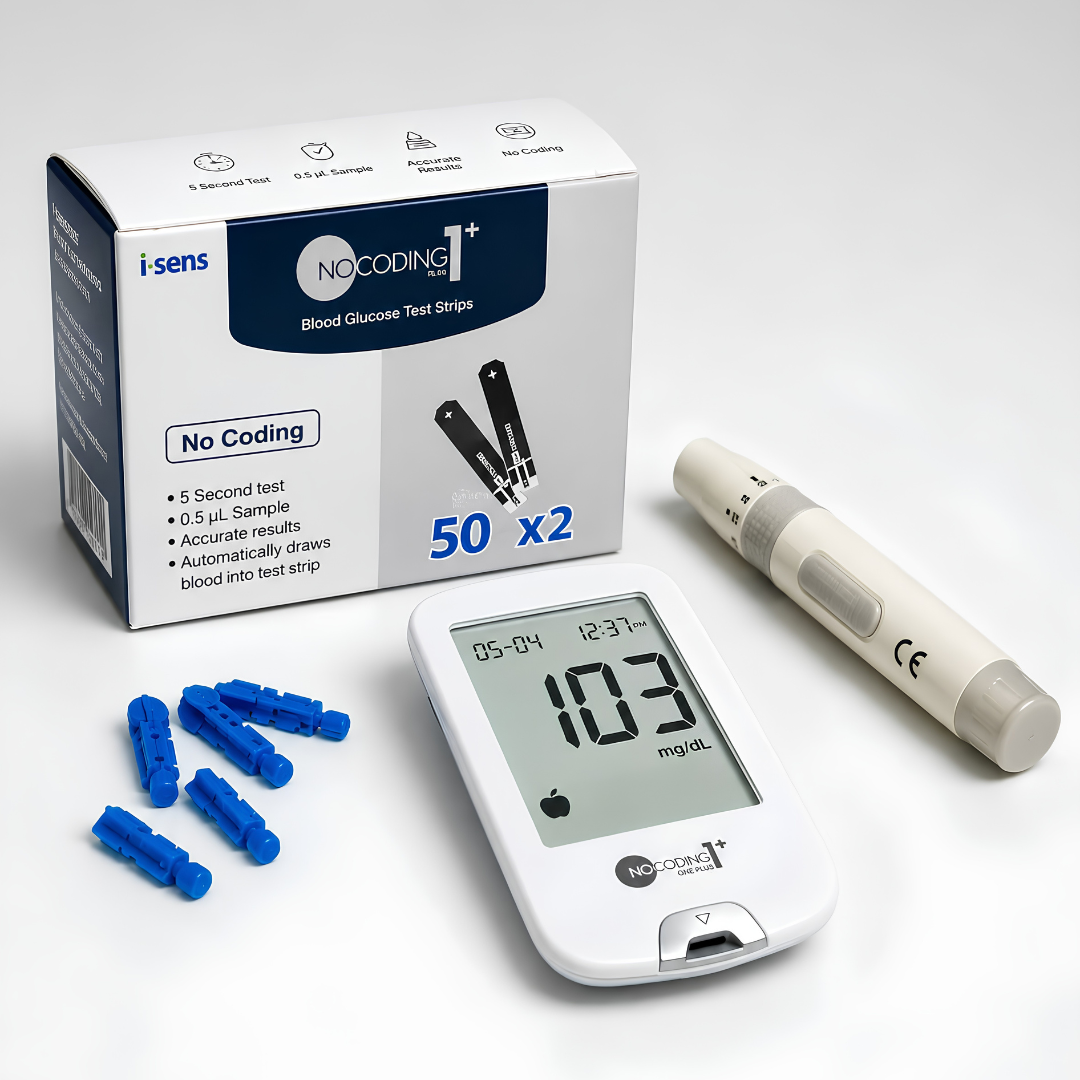 NoCoding1 Plus Blood Glucose Monitoring System with 100 Test Strips