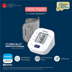 Omron Blood Pressure (BP) Monitor HEM-7140T1 With Cuff Wrapping Guide & High BP Indicator with Bluetooth Technology