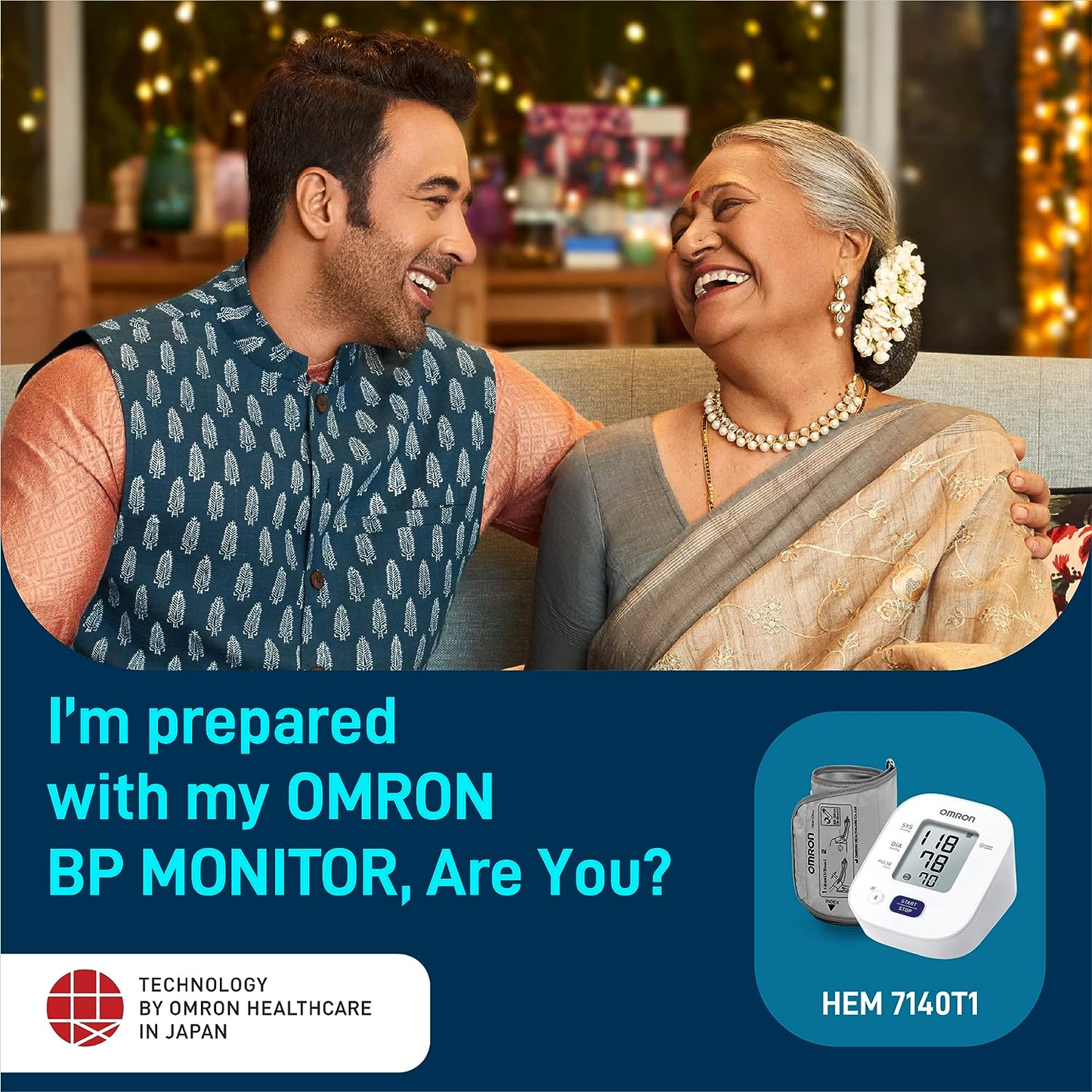 Omron Blood Pressure (BP) Monitor HEM-7140T1 With Cuff Wrapping Guide & High BP Indicator with Bluetooth Technology