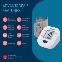 Omron Digital BP Monitor With Bluetooth Technology & Cuff Wrapping Guide HEM-7143T1 With Adapter
