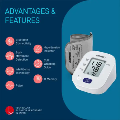 Omron HEM 7141T1 Digital Blood Pressure Monitor With Bluetooth & Body Movement Detection CWG Technology