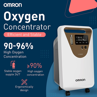 Omron Oxygen Concentrator Machine With 5 LTR Per Minute Capacity & Up To 96% Oxygen Concentration Purity With 4 Safety Alarms, White Color
