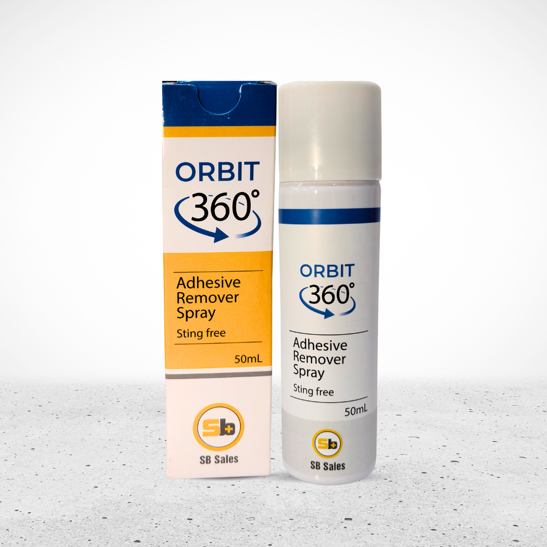 Orbit 360 Adhesive Remover Spray – 50ml 7227| Sting-Free Adhesive Residue Cleaner by SB Sales