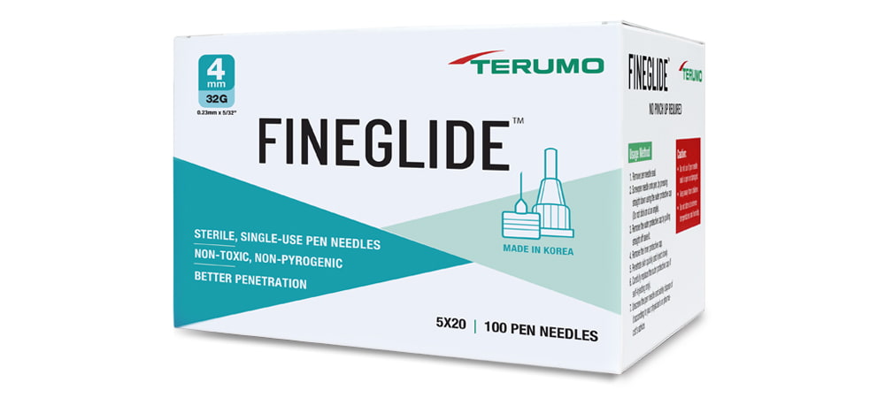 Terumo Fineglide Pen Needles 4mm and 32G (Pouch of 100 Needles)