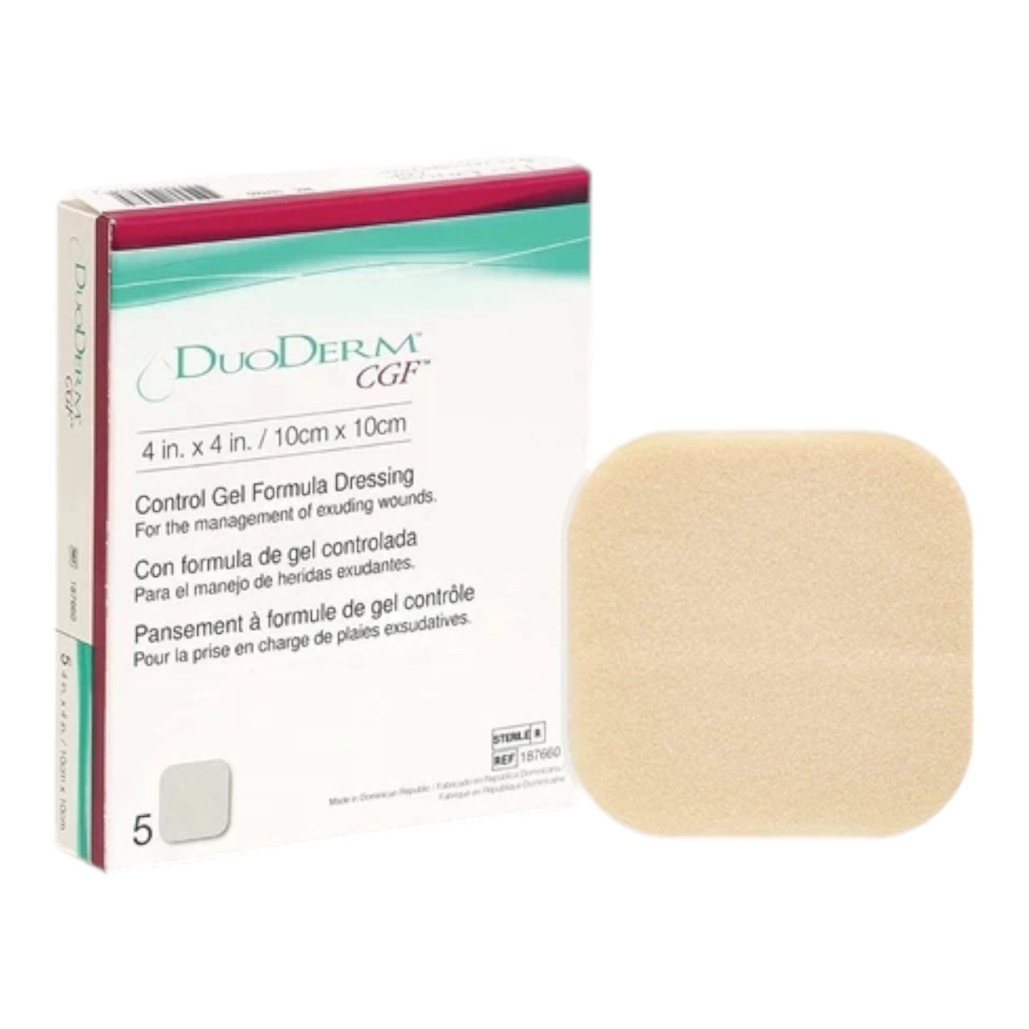 Duo Derm CGF (Control Gel Formula)  Sterile Dresssing 4Inch X 4Inch / 10cm X 10cm