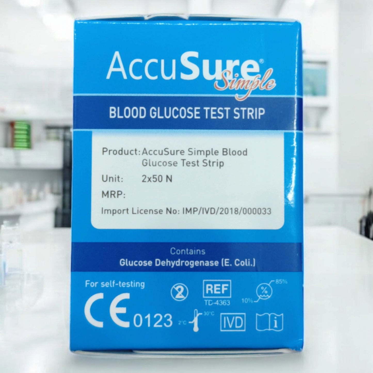 AccuSure Simple 100 Test strips ( 1 Pack of 100 Strips )