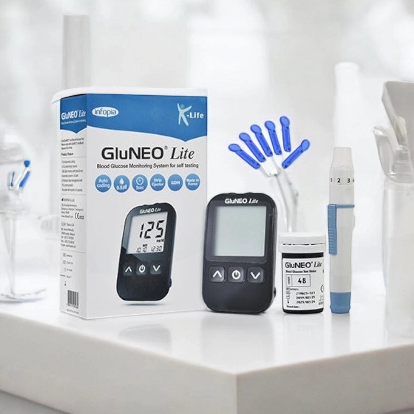 Gluneo Lite Blood Glucometer with 25 Strips