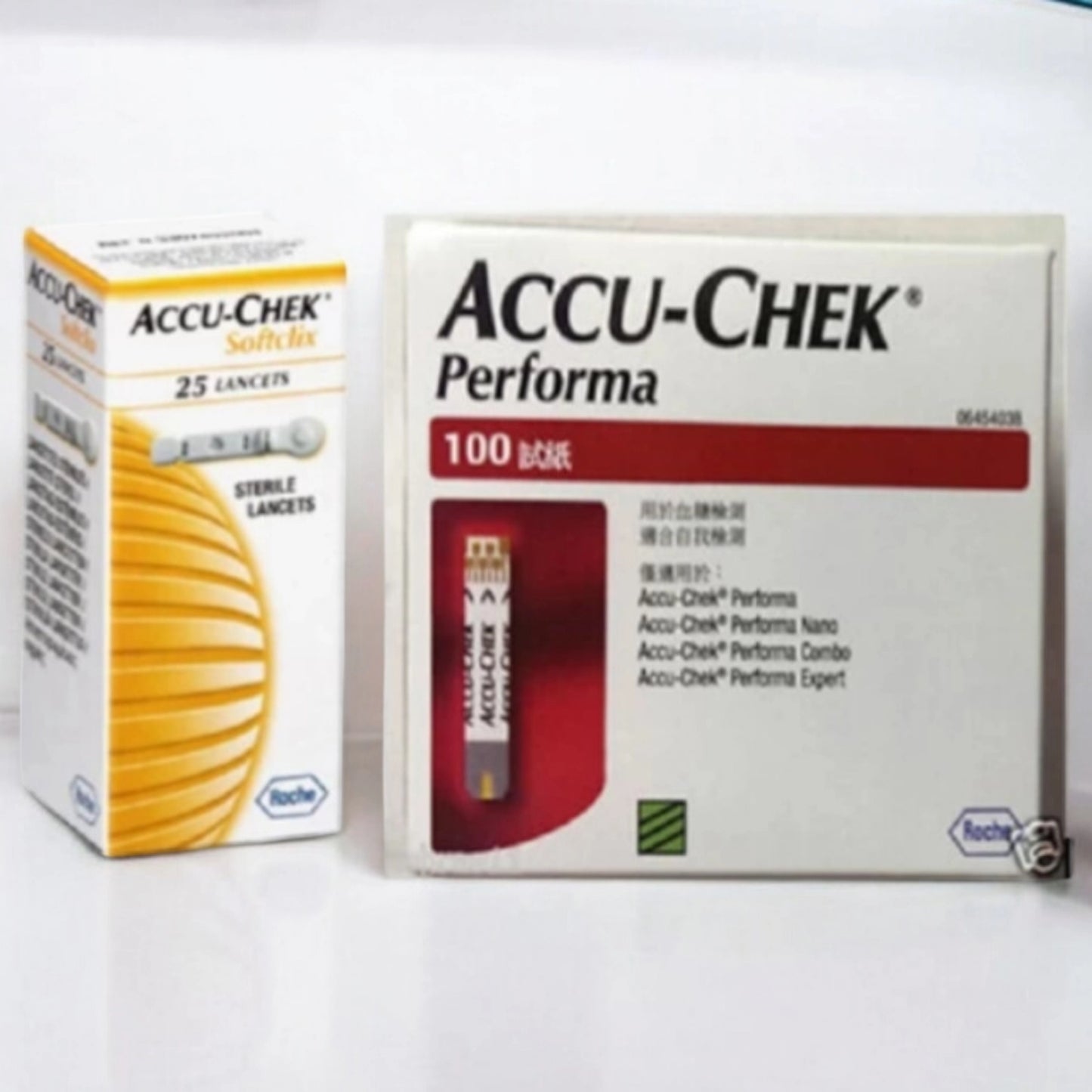 Accu Chek Performa Test Strips 100 With Free Soft-Clix Lancets (25)