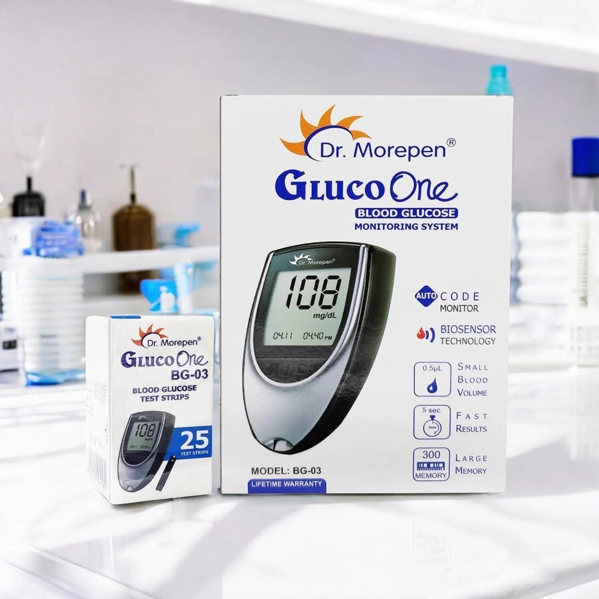 Dr Morepen Glucose Monitor BG-03(Grey Color) + 25 Test Strips