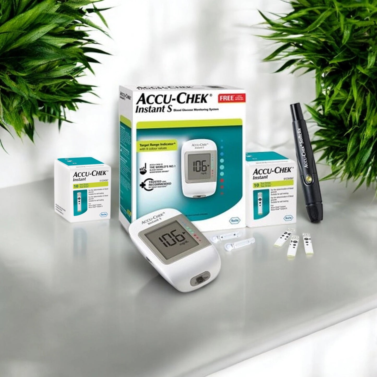 New Accu-Chek Instant S Blood Glucose Meter with 20 Test Strip Free